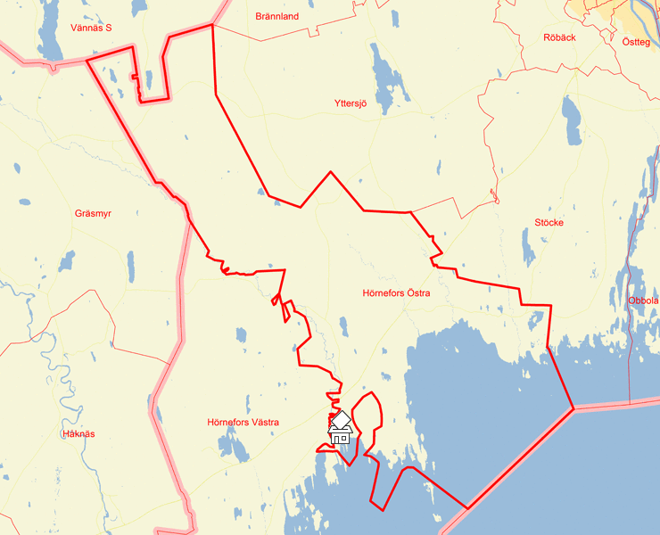 Karta över Hörnefors Östra