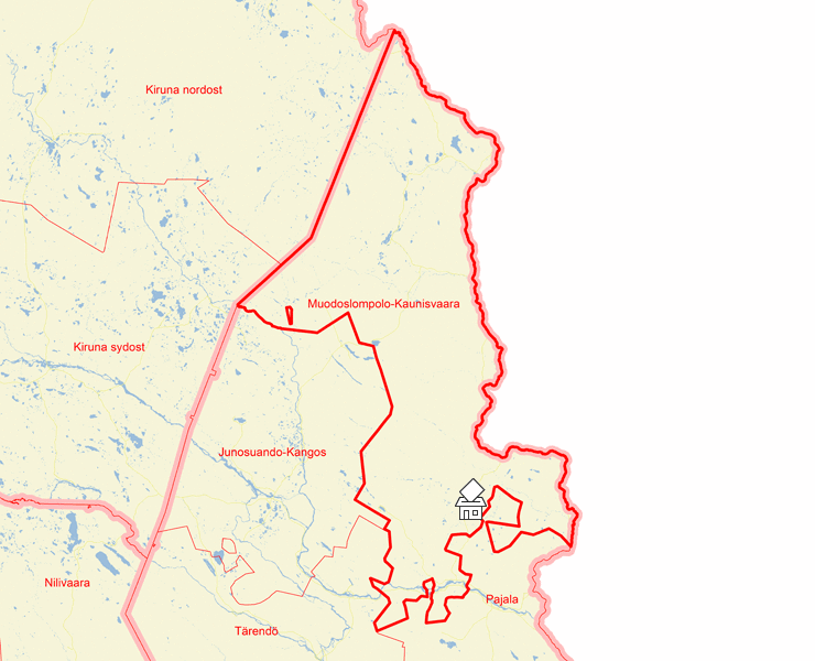 Karta över Muodoslompolo-Kaunisvaara