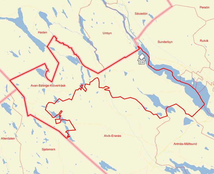 Karta över Avan-Bälinge-Klöverträsk