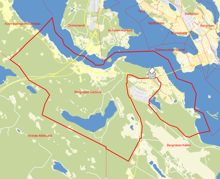 Karta över Bergnäset-Gäddvik