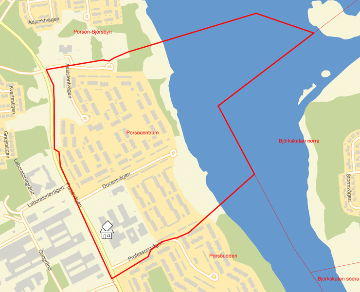 Karta över Porsö centrum