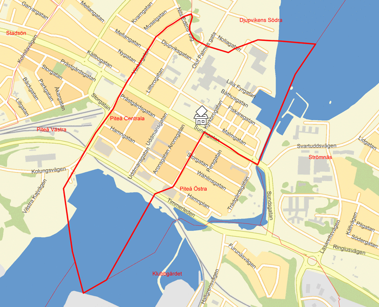 Karta över Piteå Centrala