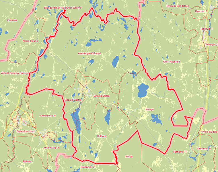 Karta över Gnosjö