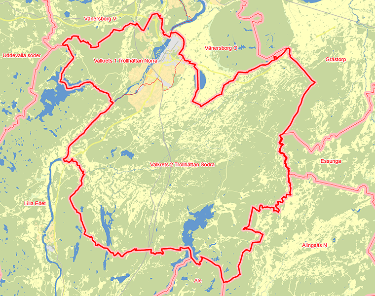 Karta över Trollhättan