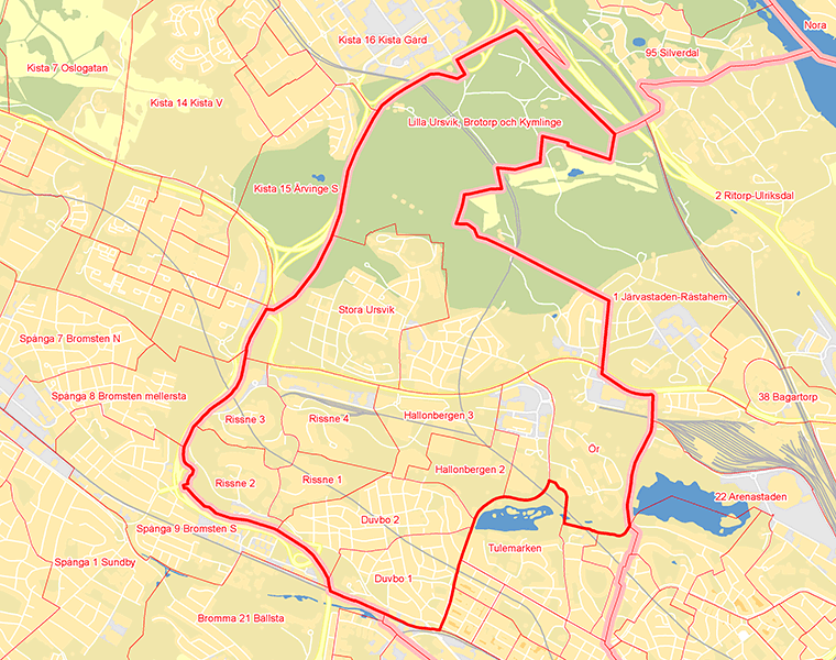 Karta över Norra Sundbyberg