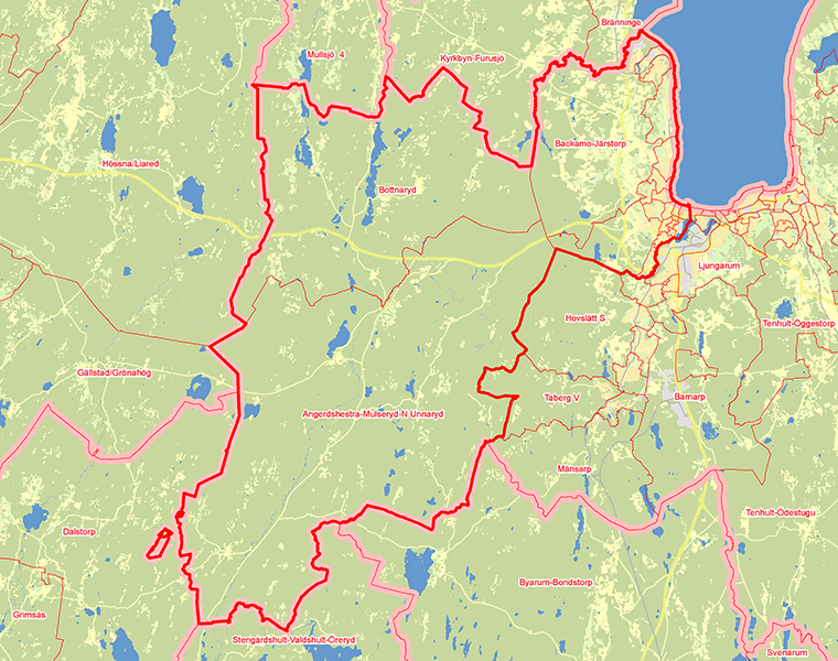 Karta över Jönköpings kommun Valkrets Väst