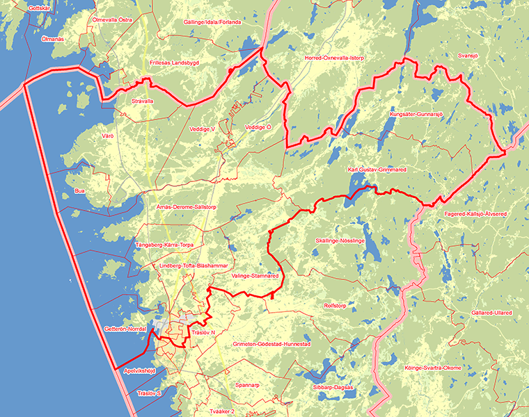 Karta över Varbergs norra valkrets