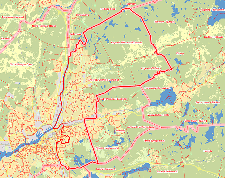 Karta över Göteborg, Öster