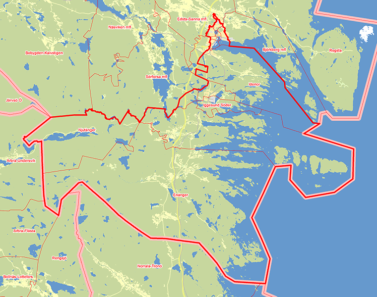 Karta över Hudiksvalls  första valkrets
