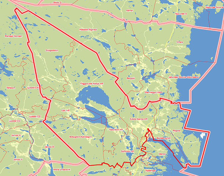 Karta över Hudiksvalls andra valkrets