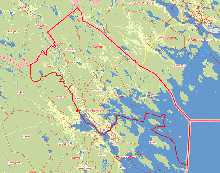 Karta över Piteå Norra Valkrets