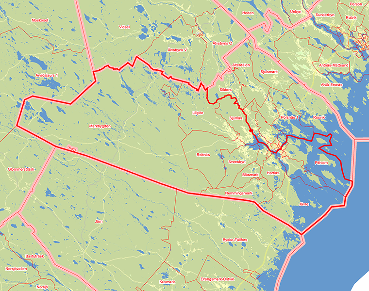 Karta över Piteå Södra Valkrets