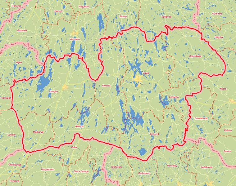 Karta över Kronobergs län