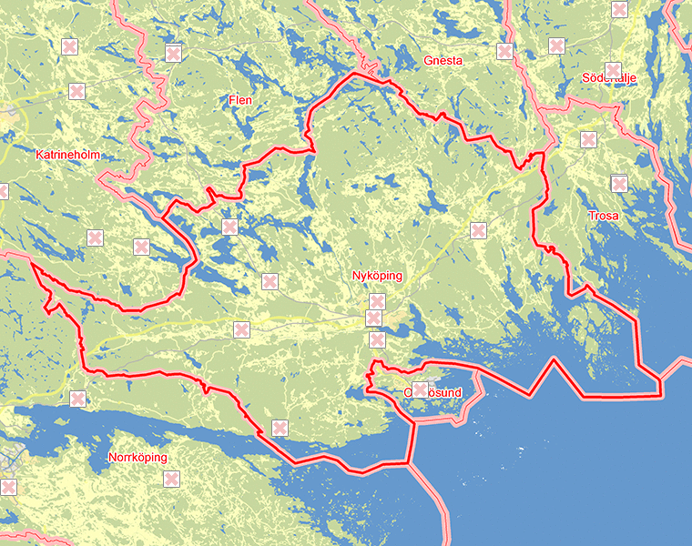 Karta över Nyköping