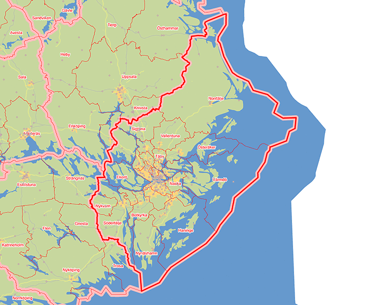 Karta över Stockholms län
