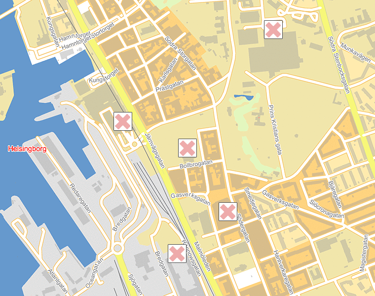 Karta över Helsingborg