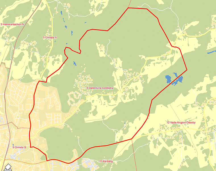 Karta över 6 Vallentuna nordöstra