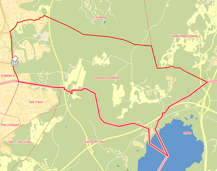 Karta över 15 Vallentuna sydöstra