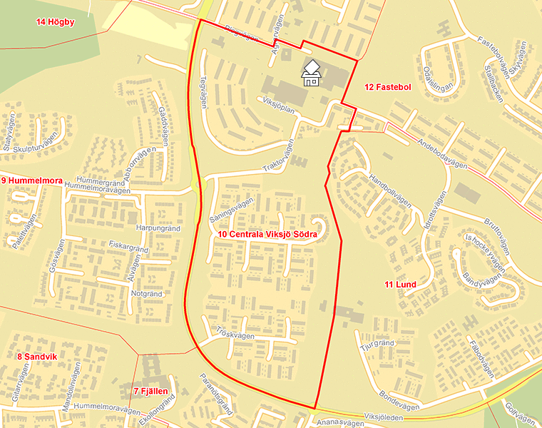Karta över 10 Centrala Viksjö Södra