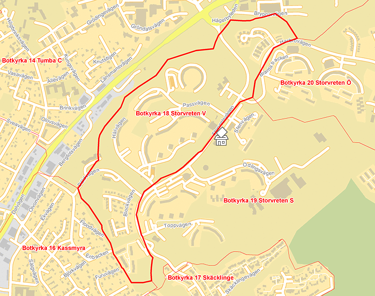 Karta över Botkyrka 18 Storvreten V
