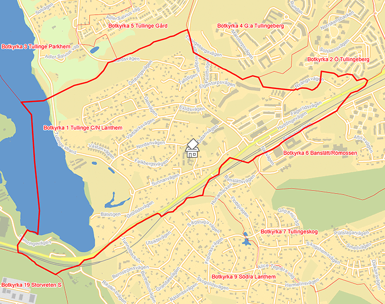 Karta över Botkyrka 1 Tullinge C/N Lanthem