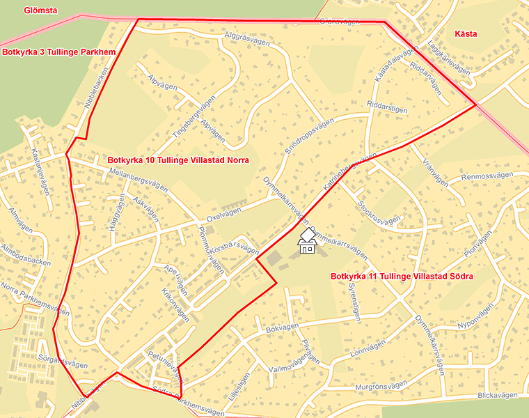 Karta över Botkyrka 10 Tullinge Villastad Norra
