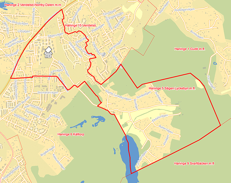 Karta över Haninge 5 Sågen-Lyckebyn m.fl.