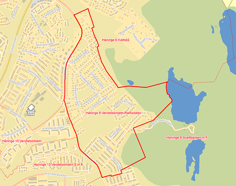 Karta över Haninge 8 Vendelsömalm-Ramsdalen