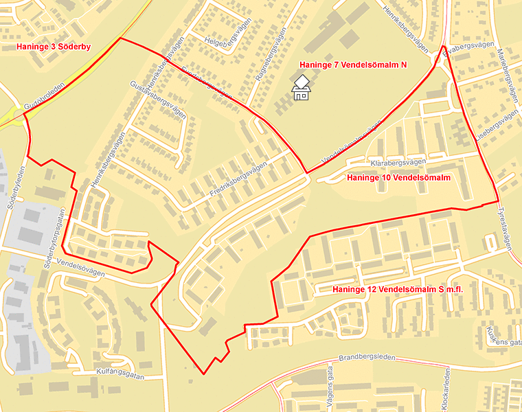 Karta över Haninge 10 Vendelsömalm