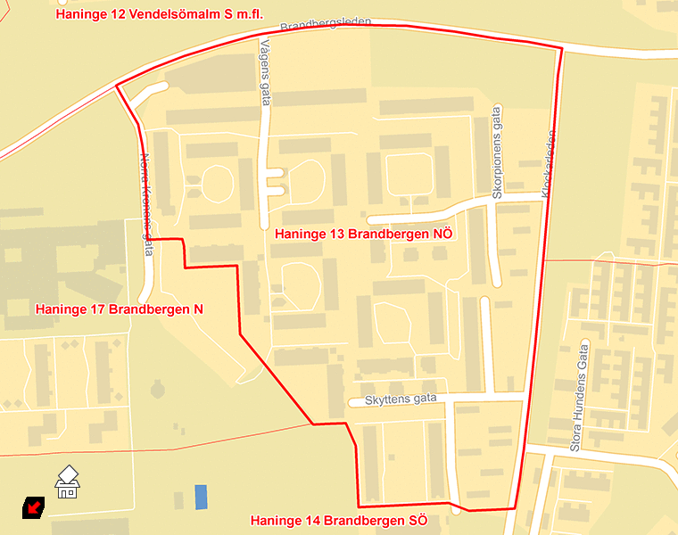 Karta över Haninge 13 Brandbergen NÖ