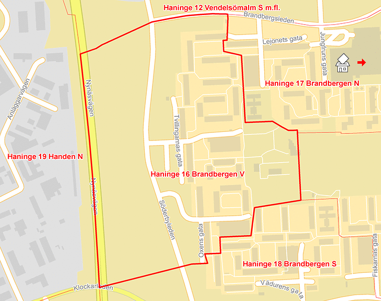 Karta över Haninge 16 Brandbergen V