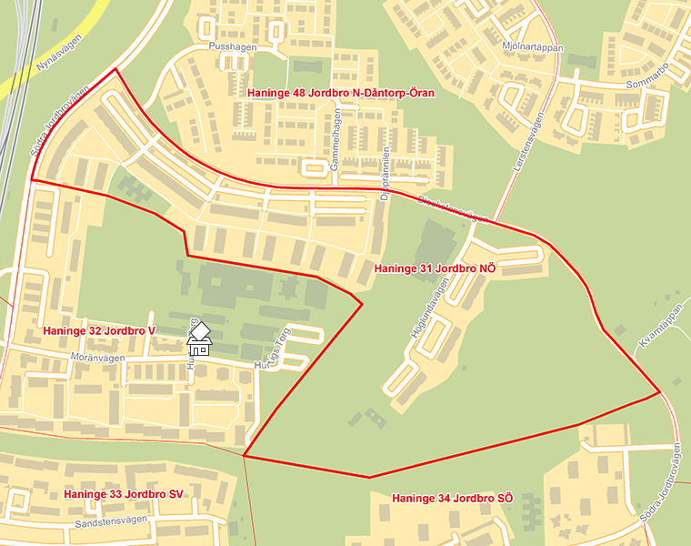 Karta över Haninge 31 Jordbro NÖ