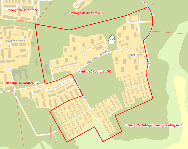 Karta över Haninge 34 Jordbro SÖ