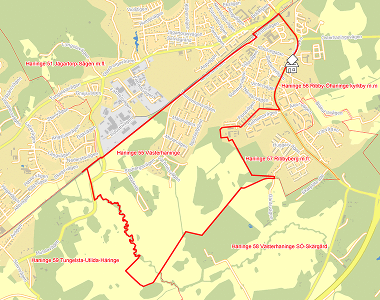 Karta över Haninge 55 Västerhaninge