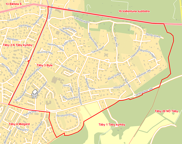 Karta över Täby 3 Byle