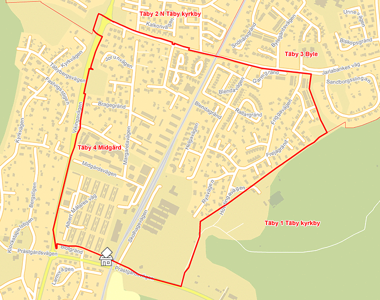 Karta över Täby 4 Midgård