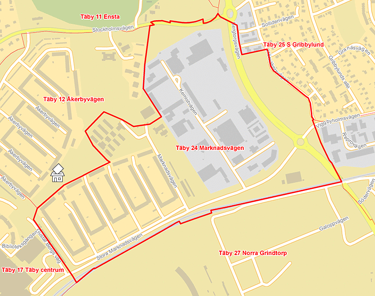 Karta över Täby 24 Marknadsvägen