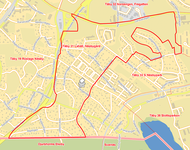 Karta över Täby 31 Lahäll, Näsbygård