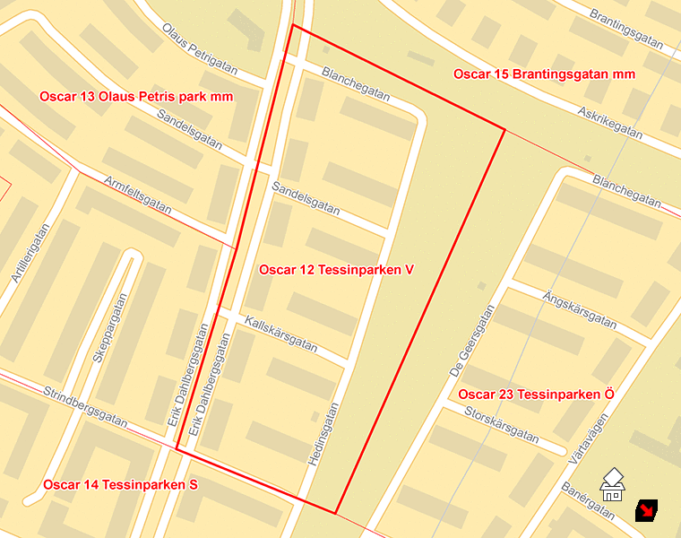 Karta över Oscar 12 Tessinparken V