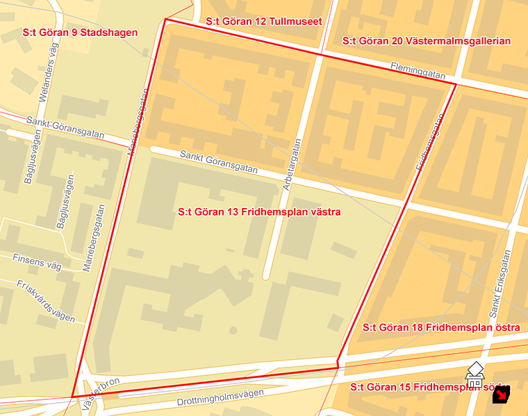 Karta över S:t Göran 13 Fridhemsplan västra