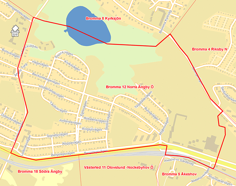 Karta över Bromma 12 Norra Ängby Ö