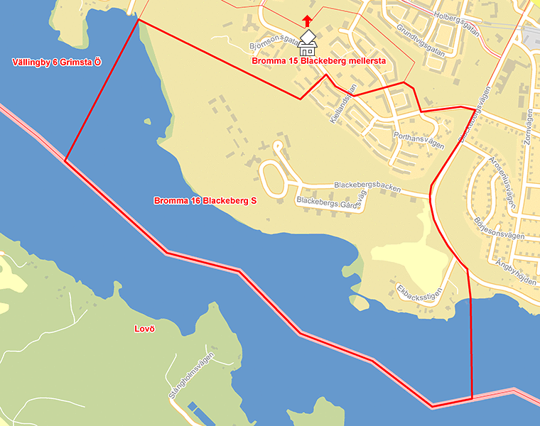 Karta över Bromma 16 Blackeberg S