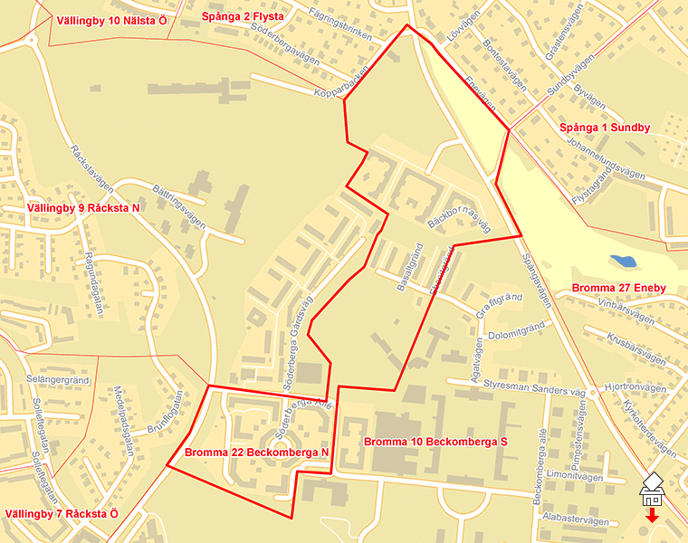 Karta över Bromma 22 Beckomberga N