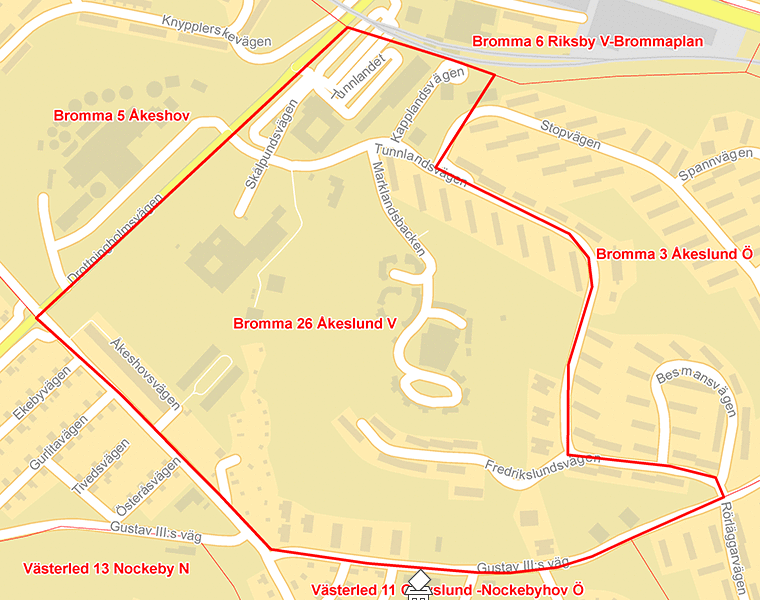 Karta över Bromma 26 Åkeslund V