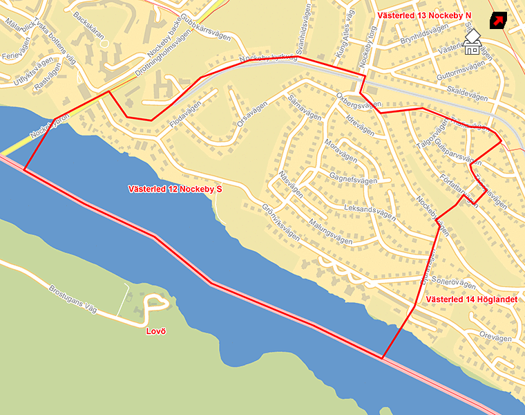 Karta över Västerled 12 Nockeby S