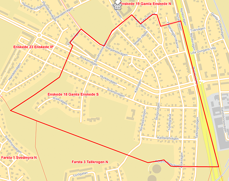 Karta över Enskede 18 Gamla Enskede S