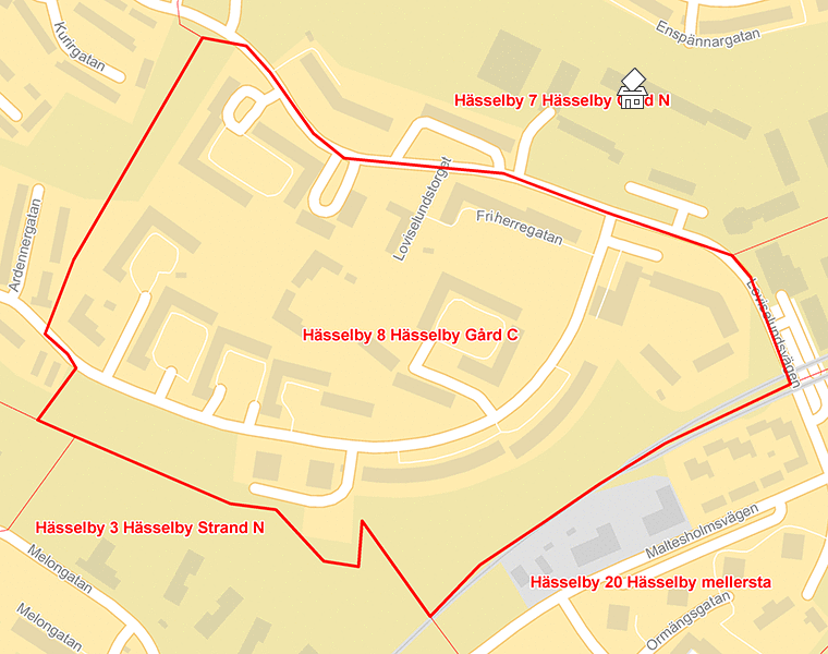 Karta över Hässelby 8 Hässelby Gård C