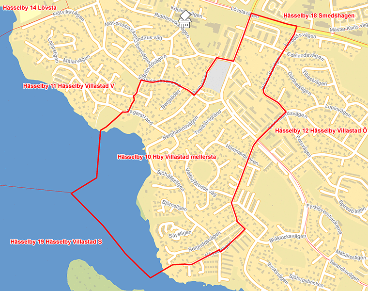 Karta över Hässelby 10 Hby Villastad mellersta