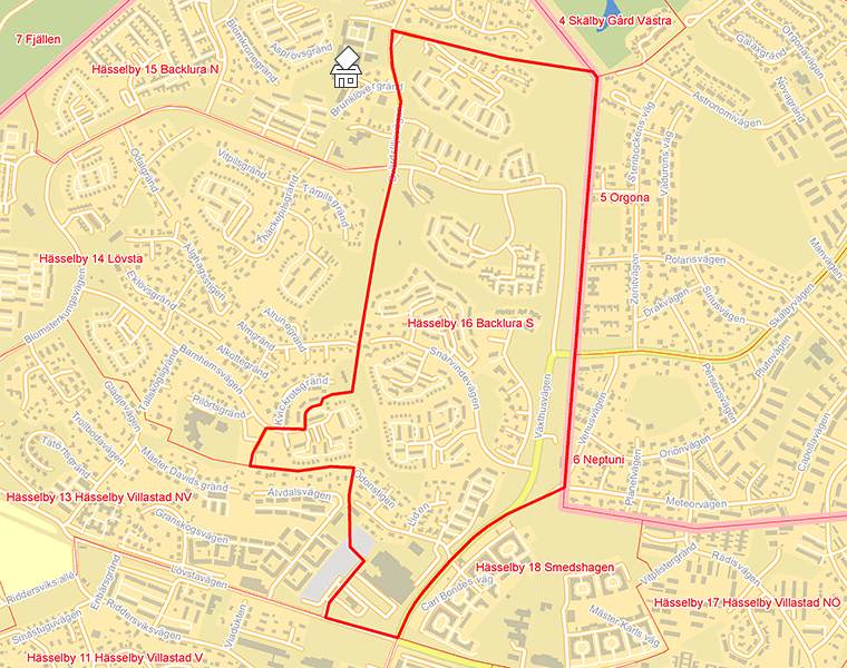 Karta över Hässelby 16 Backlura S