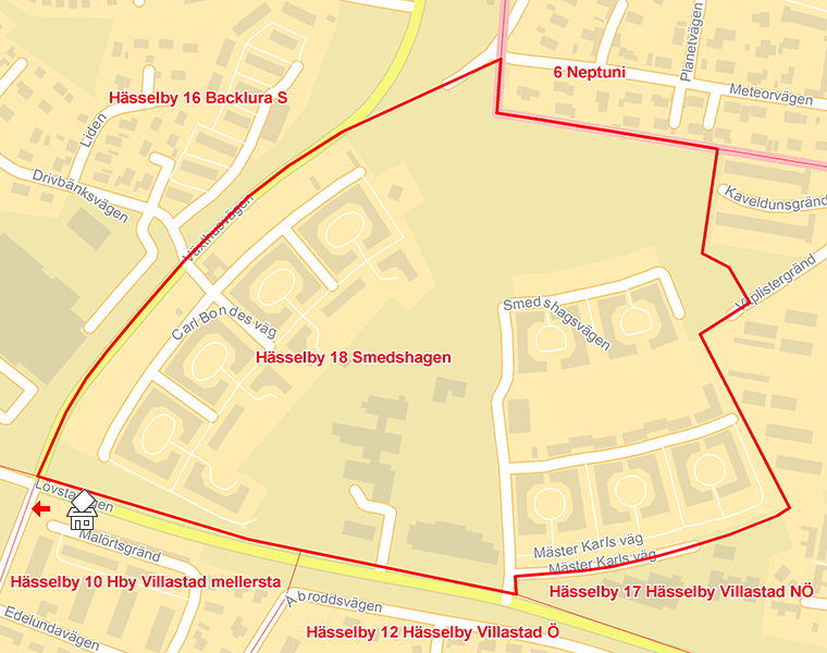 Karta över Hässelby 18 Smedshagen